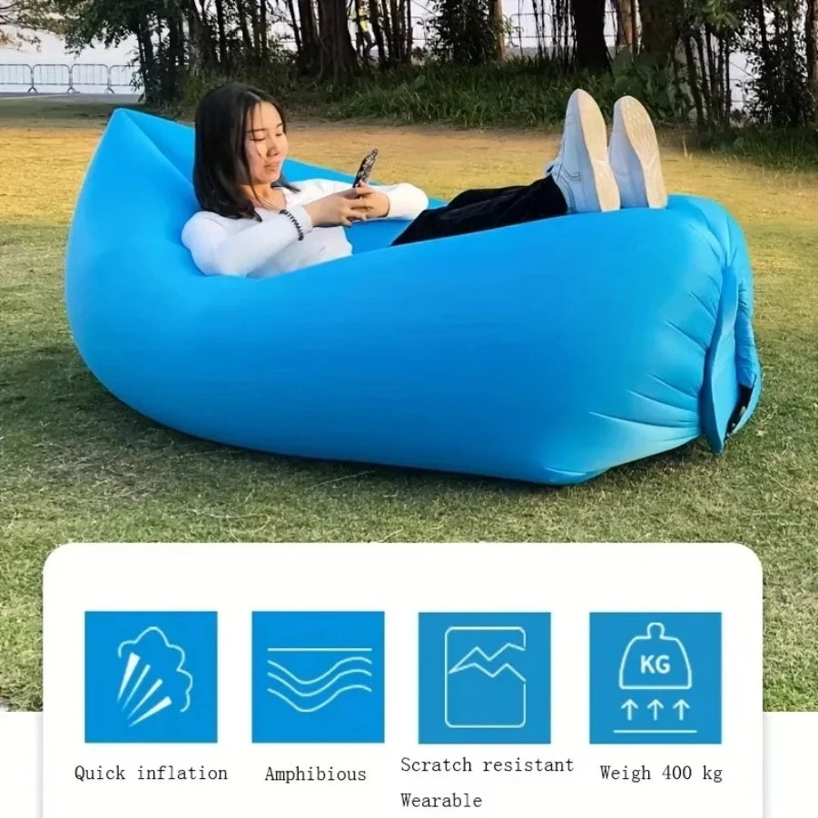 Inflatable Air Bed Mattress Portable Sleeping Pad for Camping Inflatable Mattresses and Air Beds Outdoor Lounger Sofa