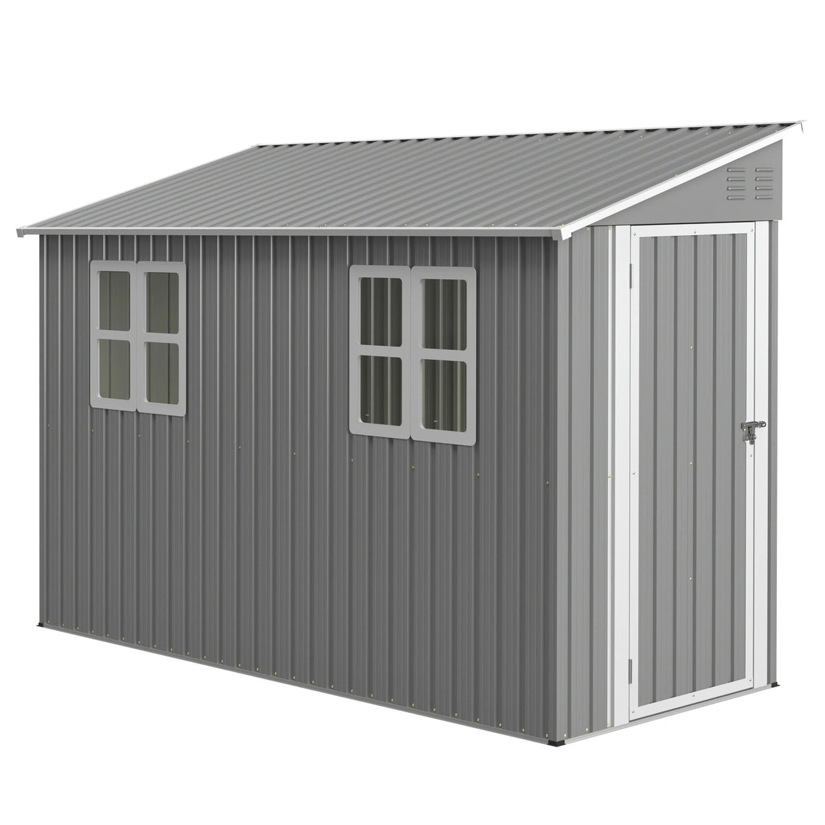 Backyard Storage Shed Outdoor Metal Tool Shed with Lockable Door and Window Sloping Roof Metal Backyard Shed for Garden Office and Storage
