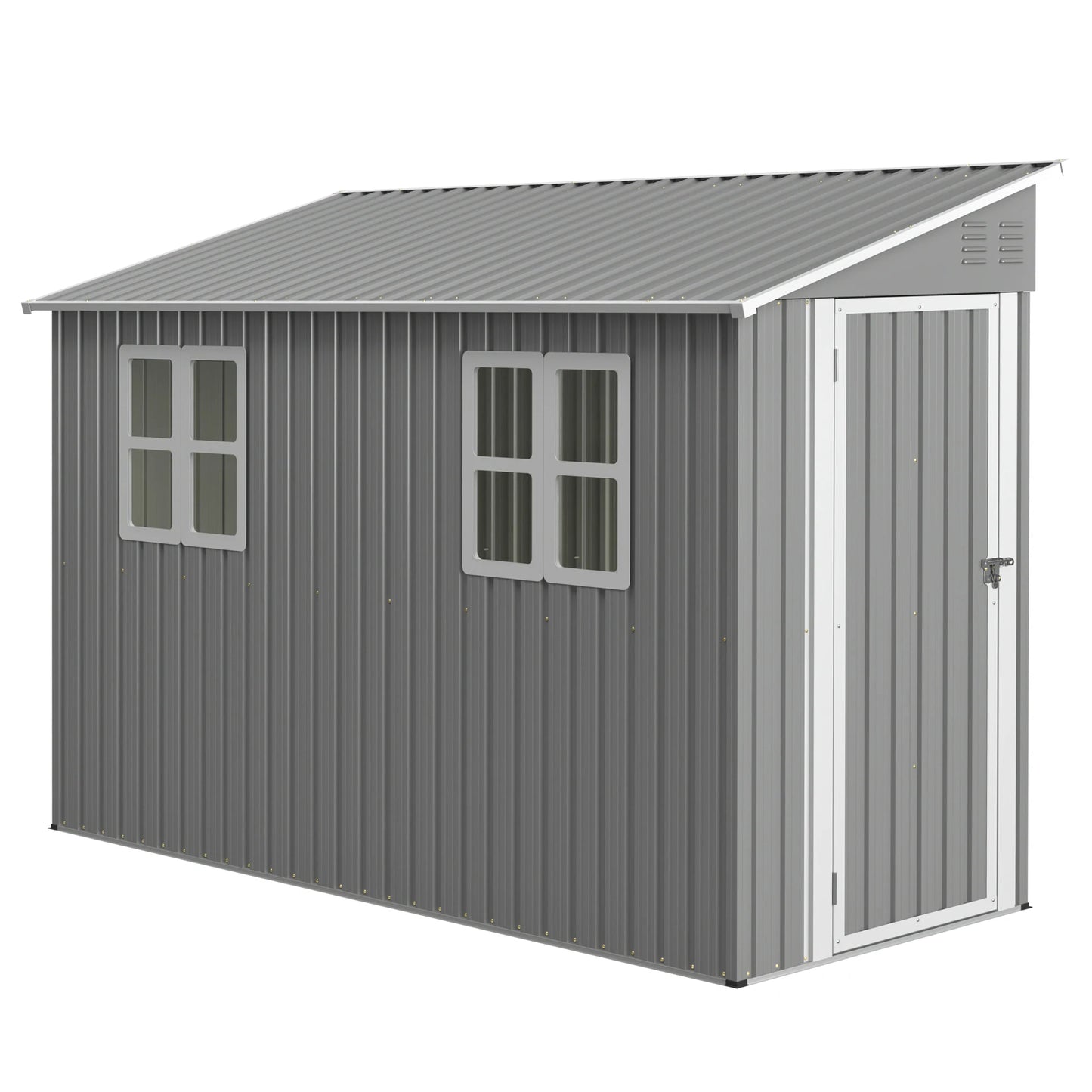 Backyard Storage Shed Outdoor Metal Tool Shed with Lockable Door and Window Sloping Roof Metal Backyard Shed for Garden Office and Storage